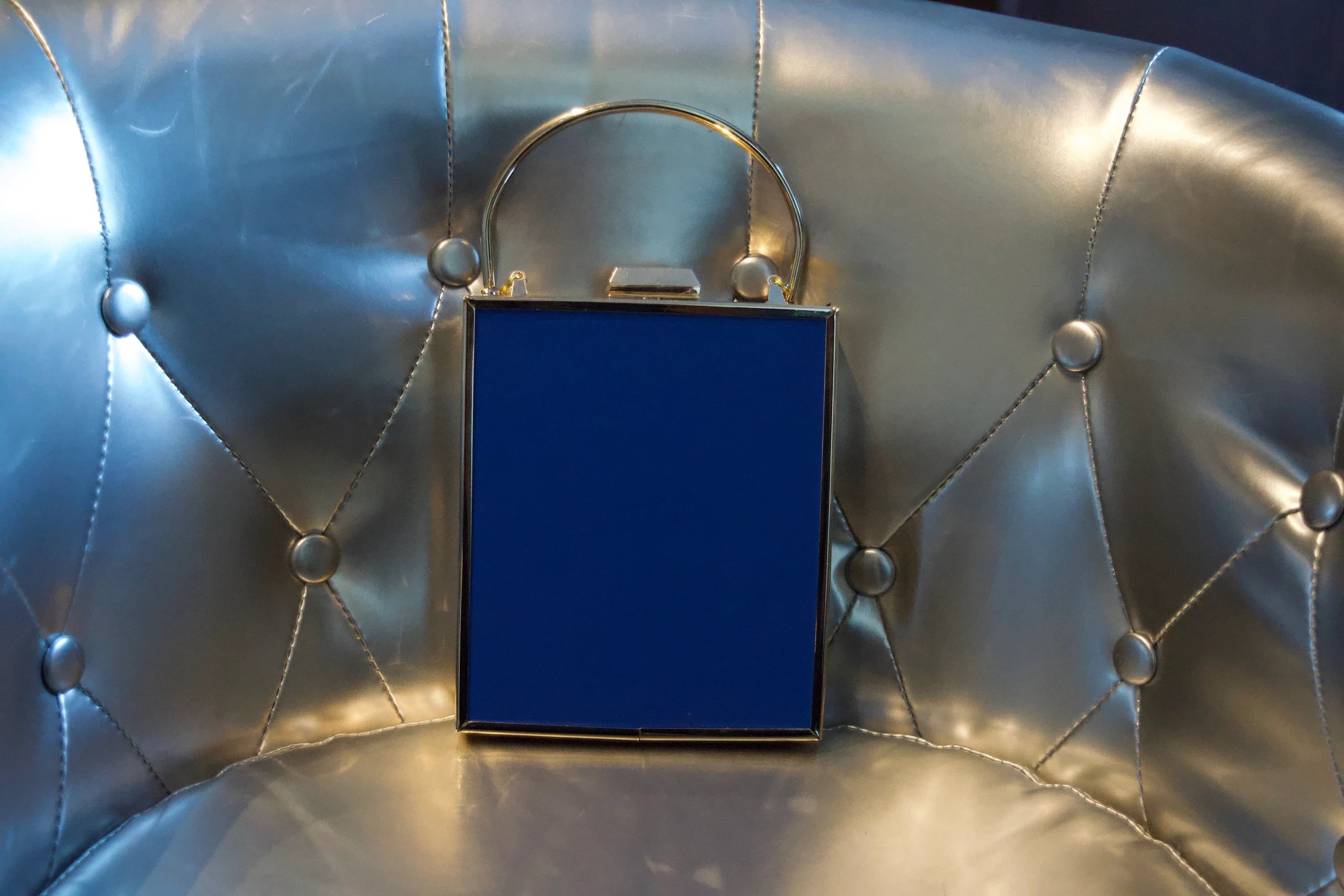 Blue Vintage Painting Frame Bag Convertible Straps