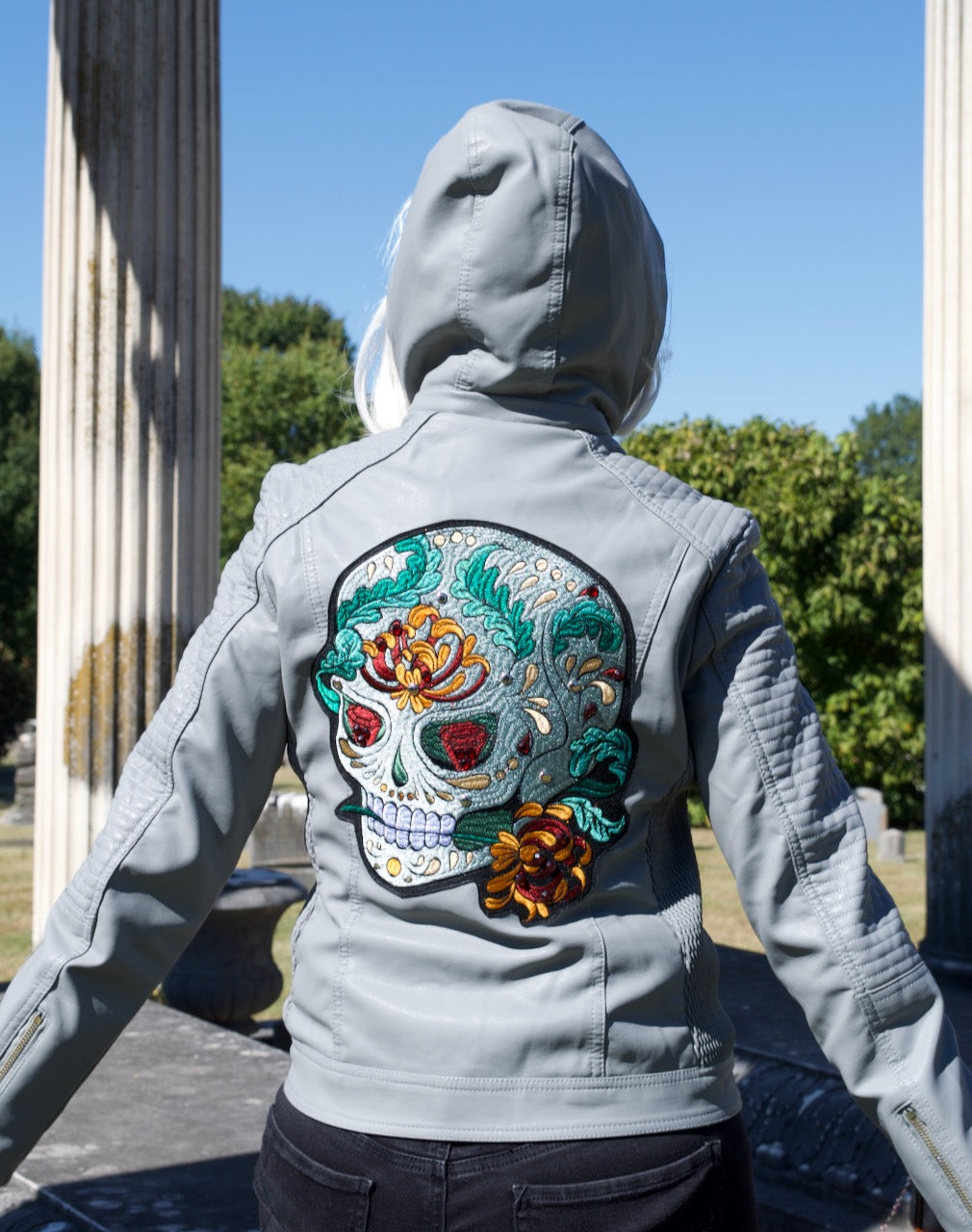 Gray Skull Jacket  Removable Hood