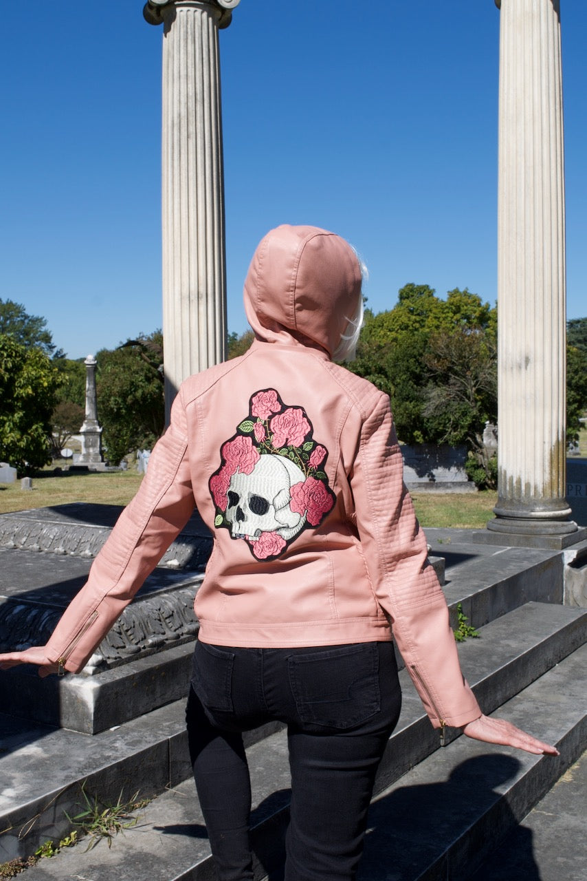 Pink Skull Jacket Removable Hood