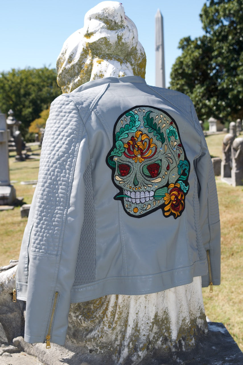 Gray Skull Jacket  Removable Hood