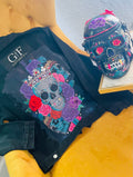 Skull Hand Painted Rhinestone Jean Jacket