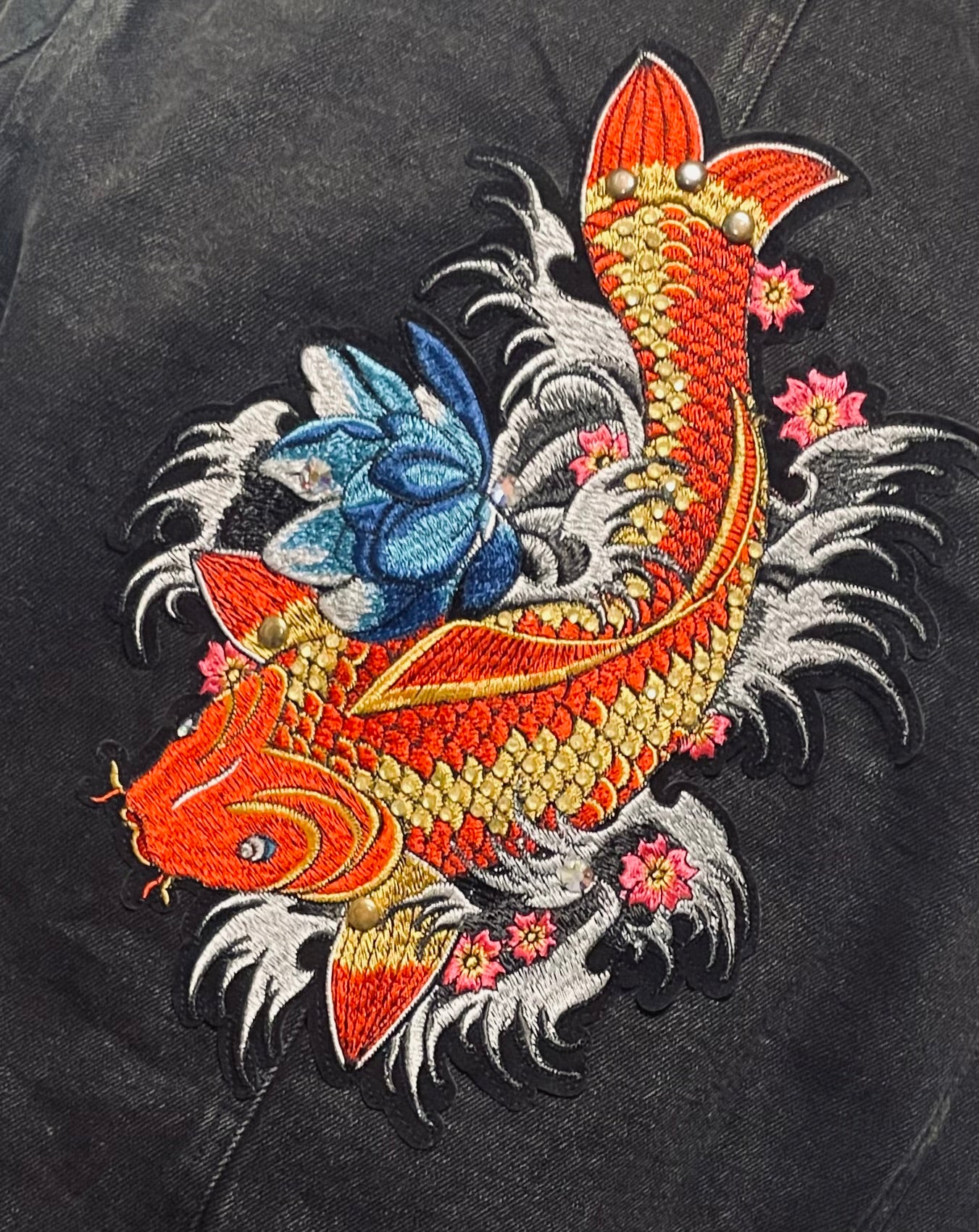Koi Fish Military Denim Jacket
