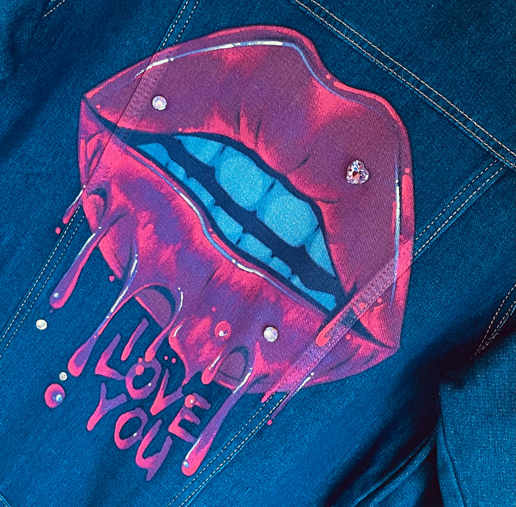Lips Hand Painted Denim