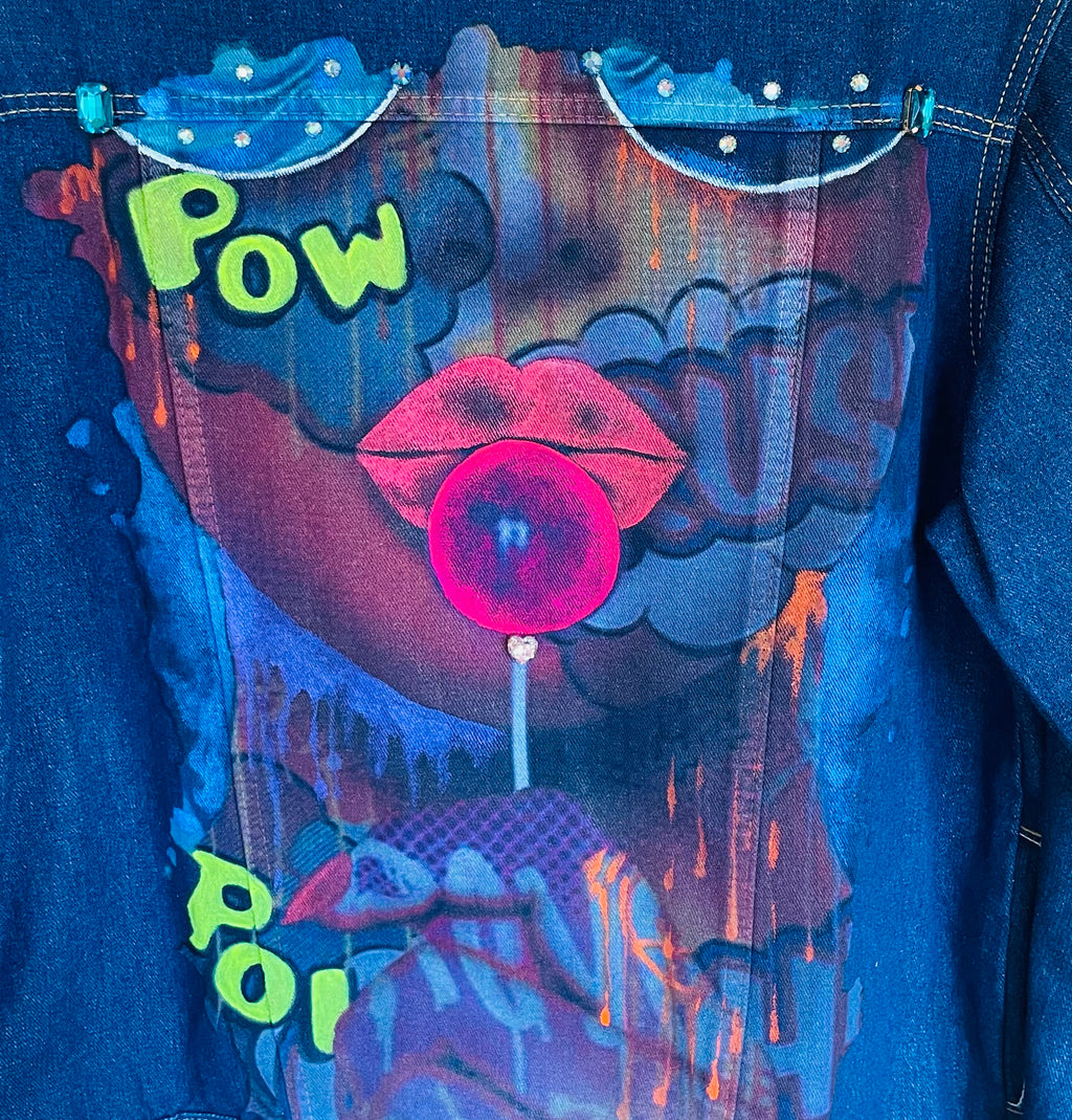 POP Art Blue Denim Jacket Hand Painted