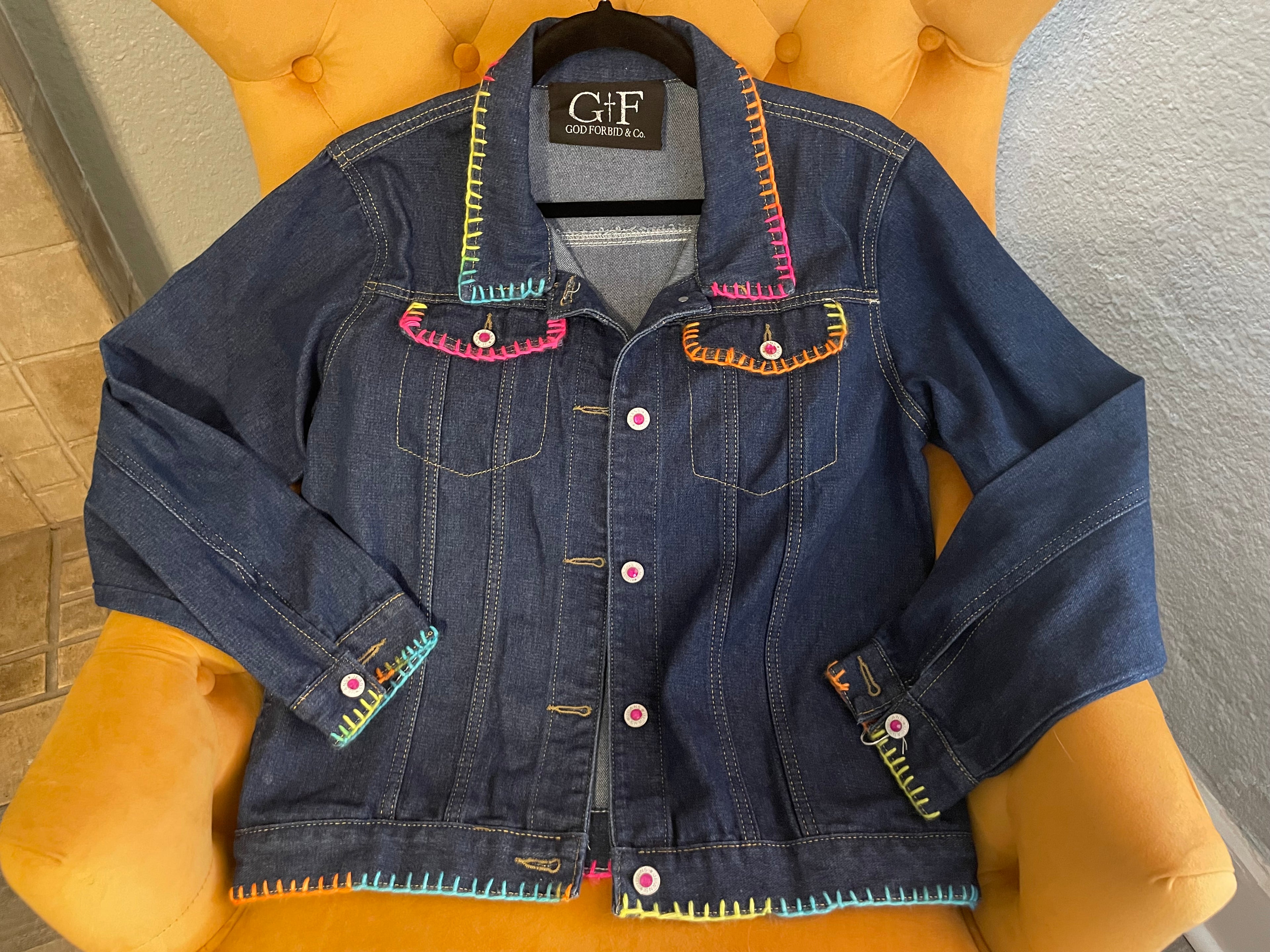 Lips Hand Painted Denim