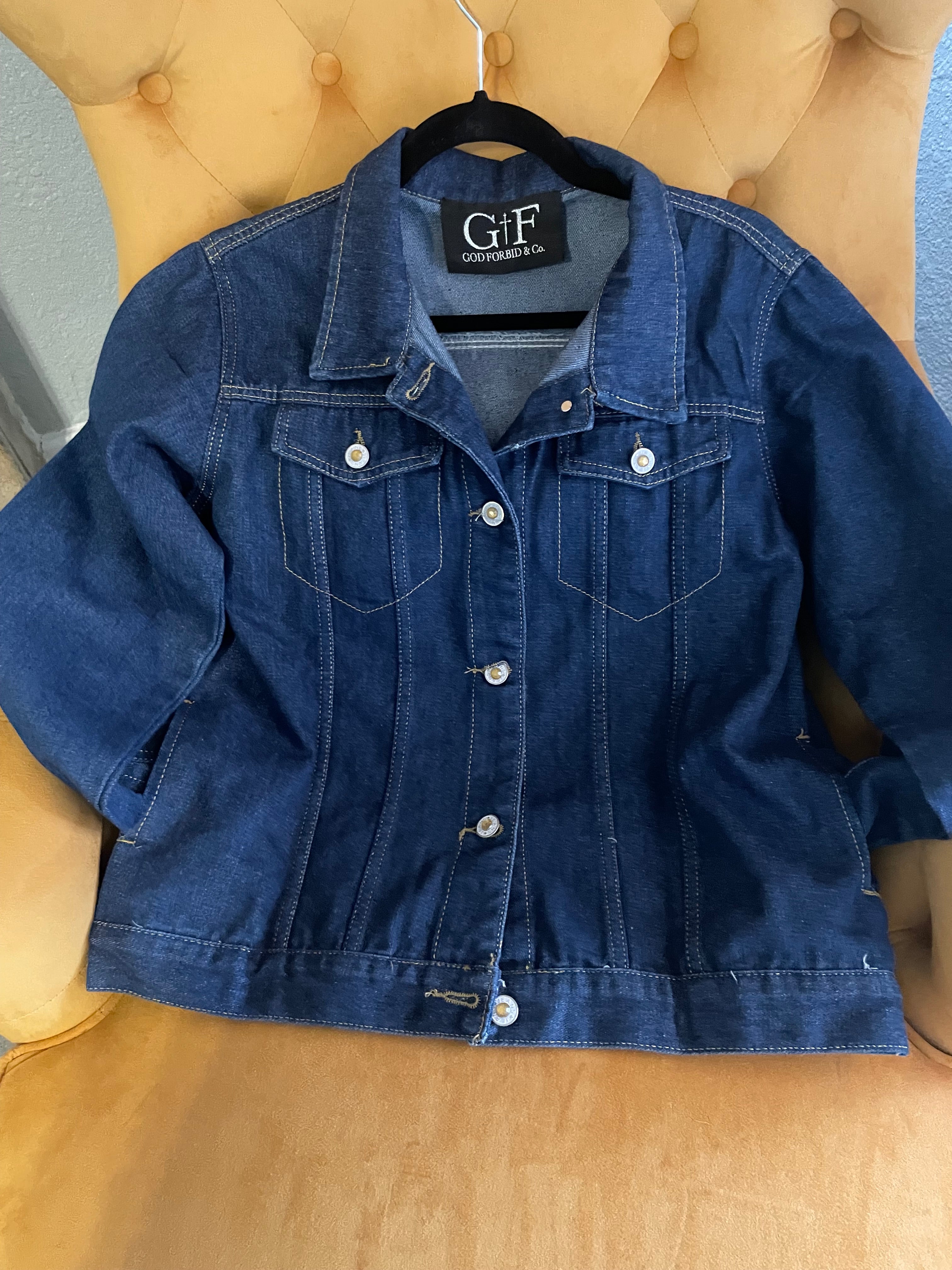 Blue Rose Denim Hand Painted