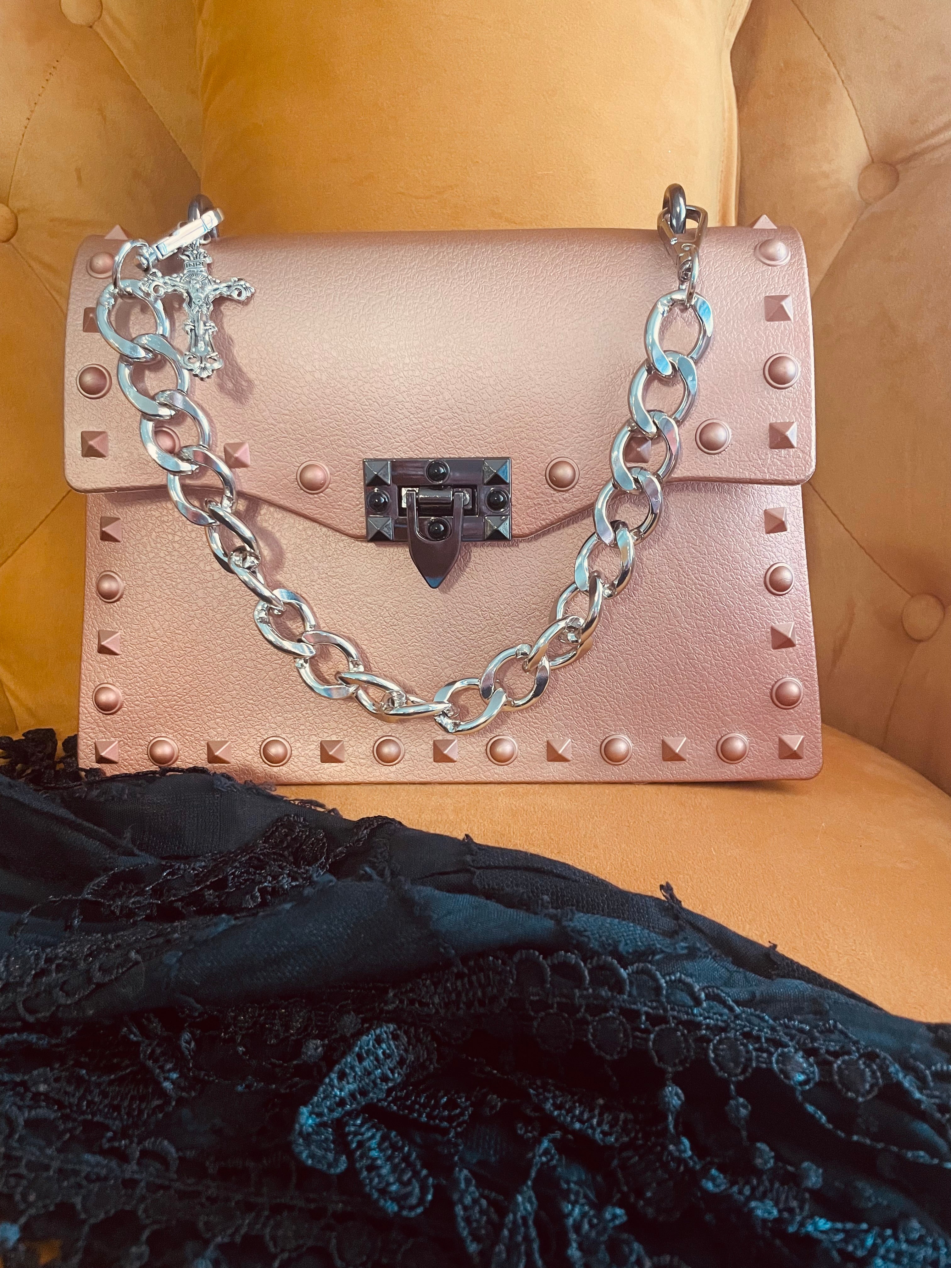 Rose Gold Crucifix Charm Bag