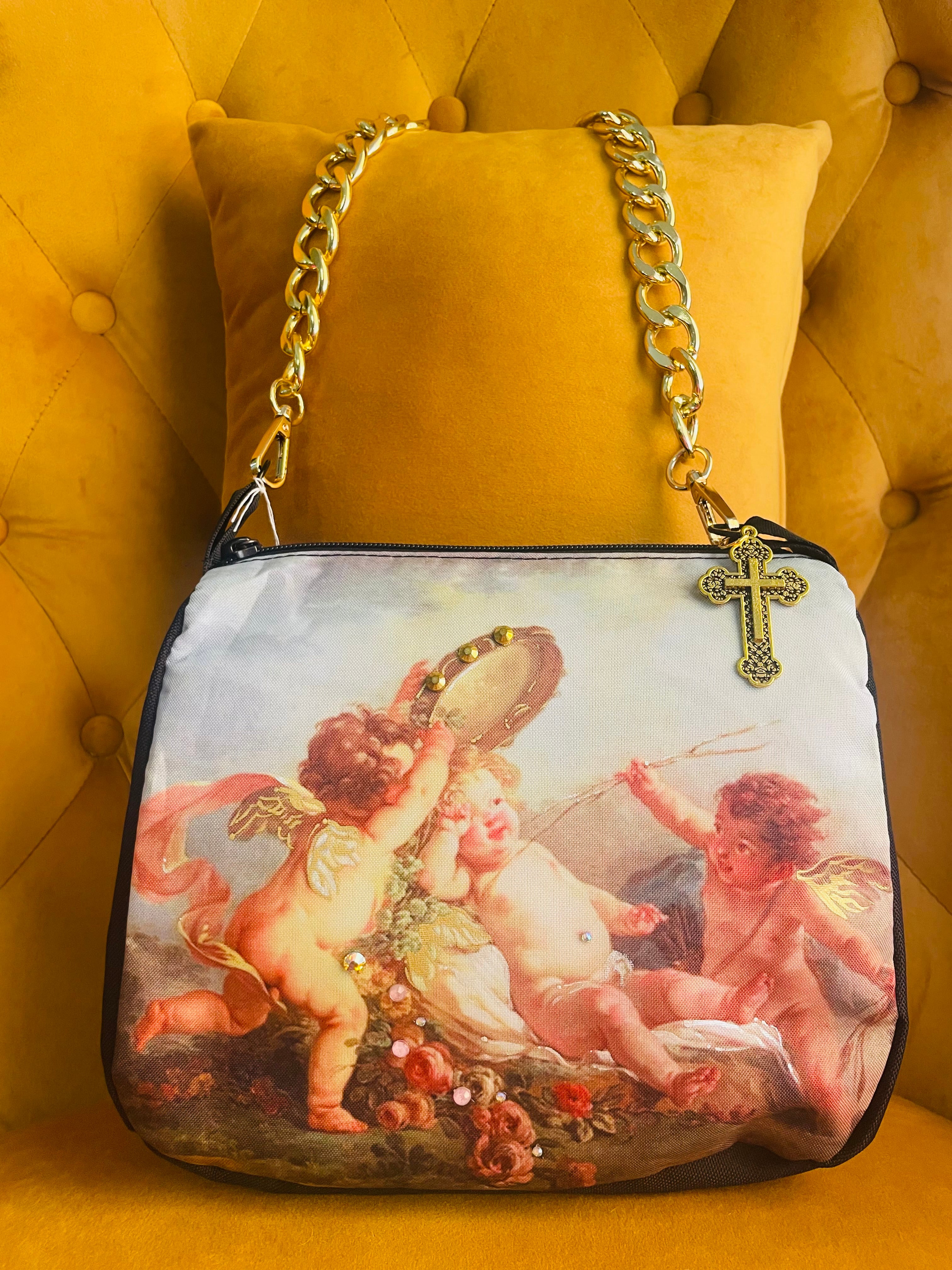 Rose Cherub Hand Painted Bag