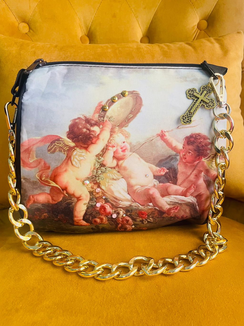Rose Cherub Hand Painted Bag