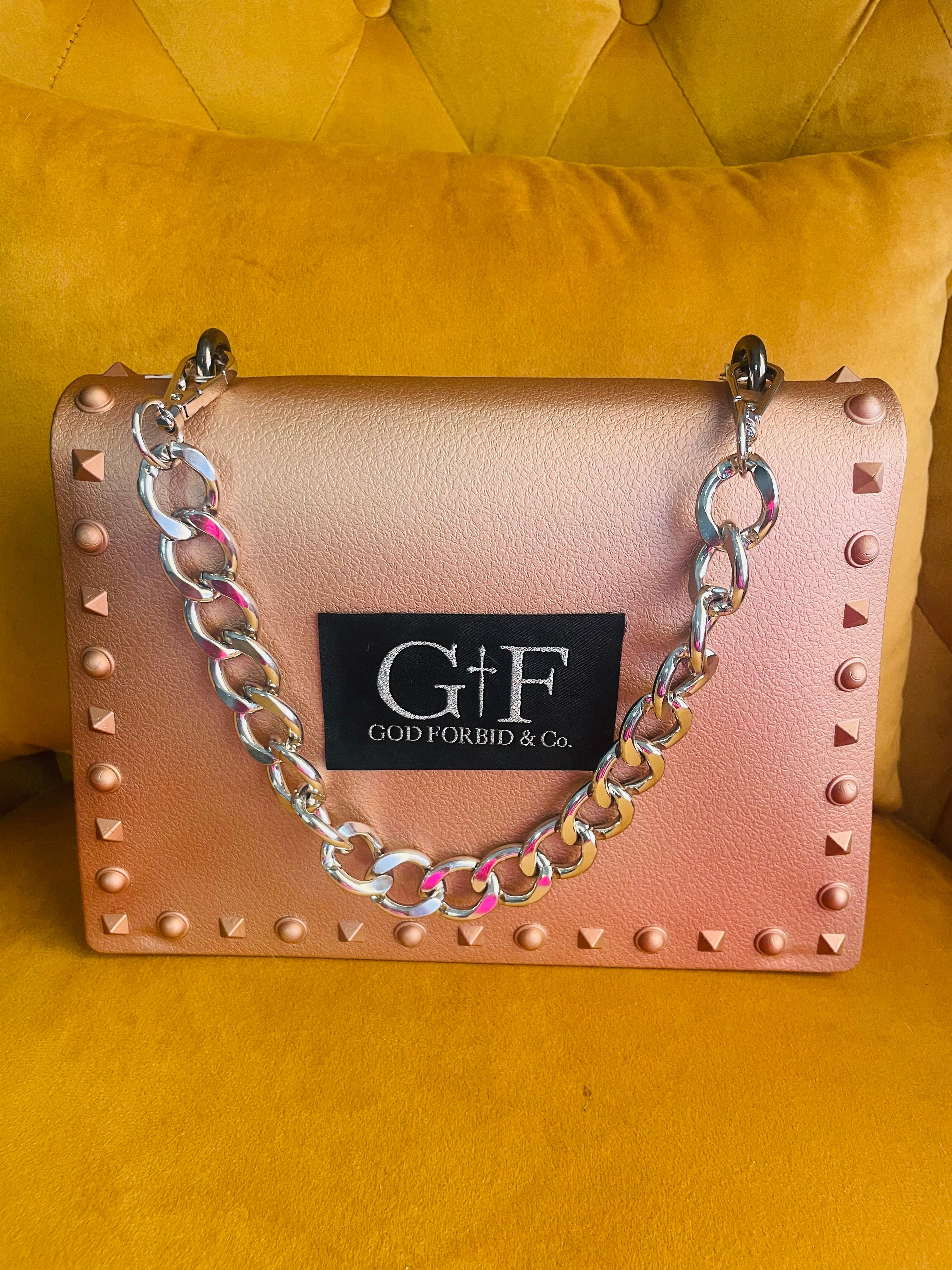 Rose Gold Crucifix Charm Bag