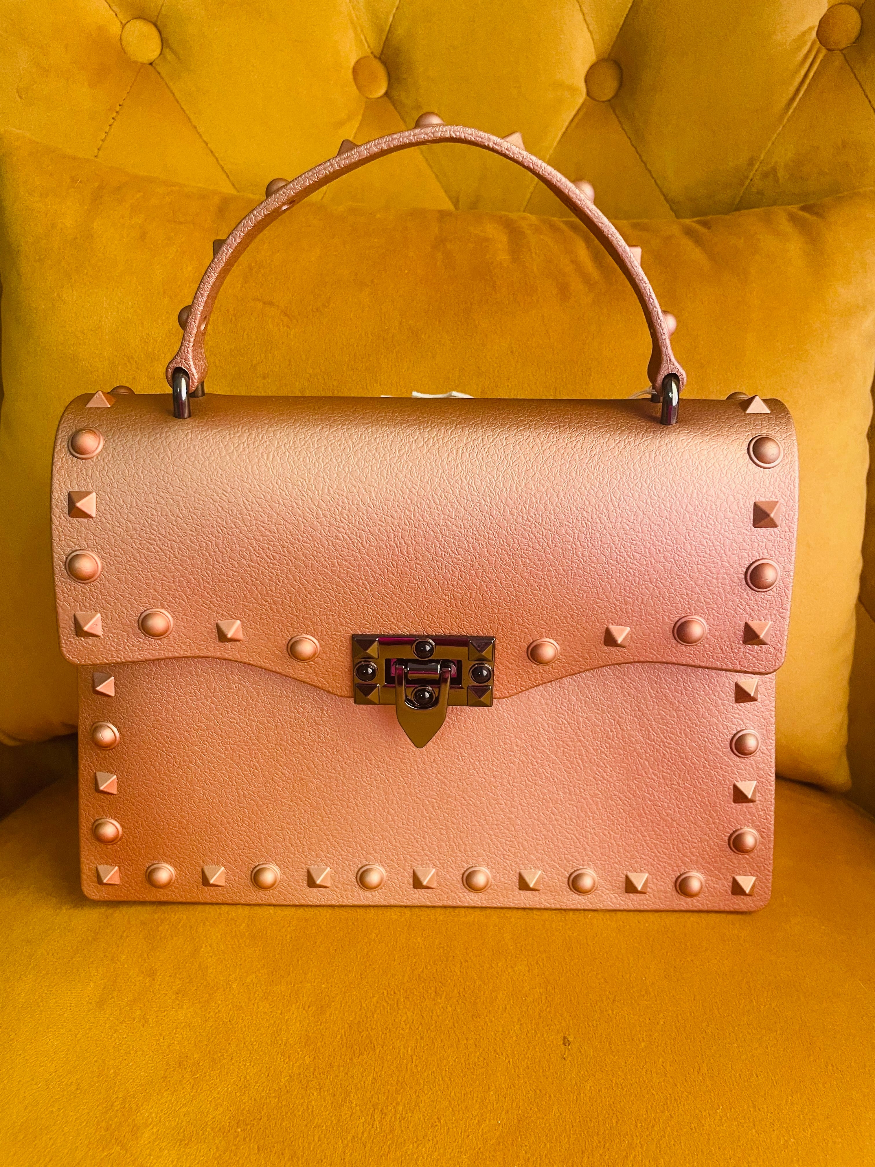 Rose Gold Bag with Beaded Madonna & Child