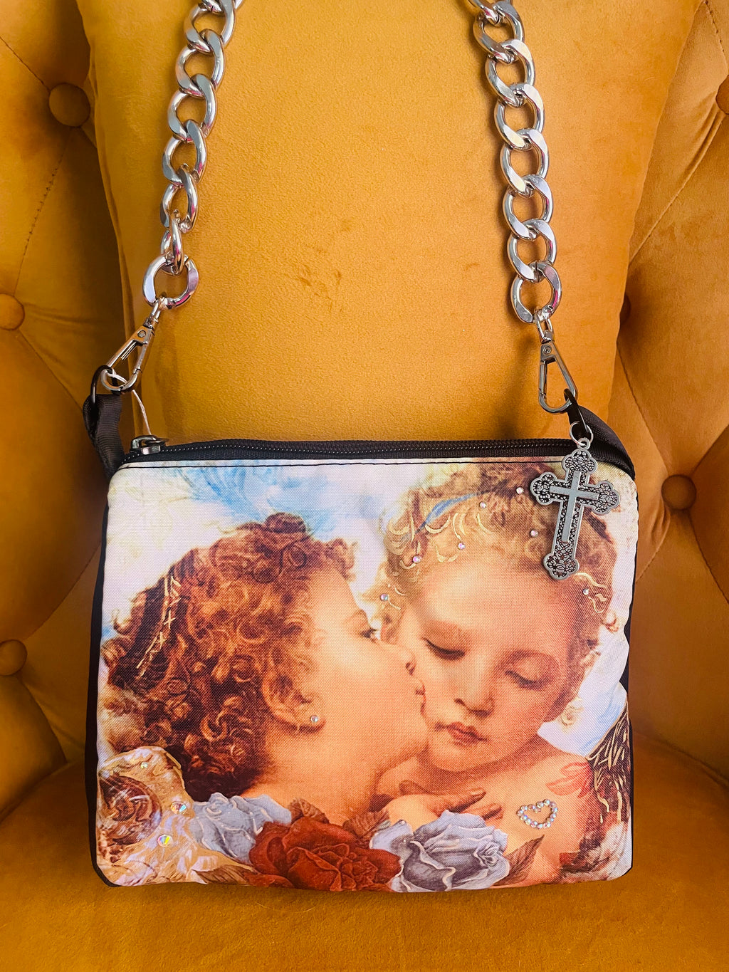 Kissing Cherubs Hand Painted Bag