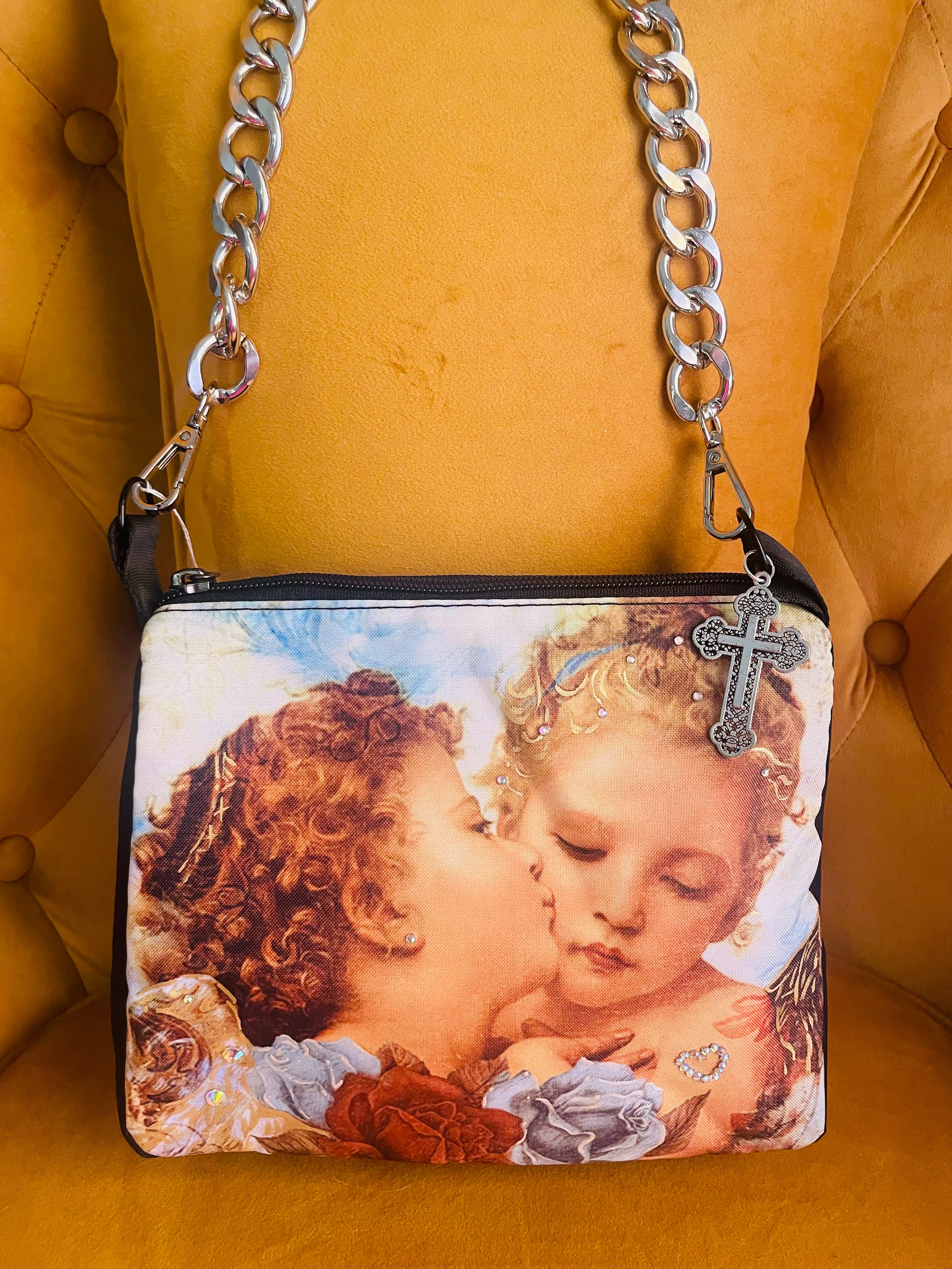 Kissing Cherubs Hand Painted Bag