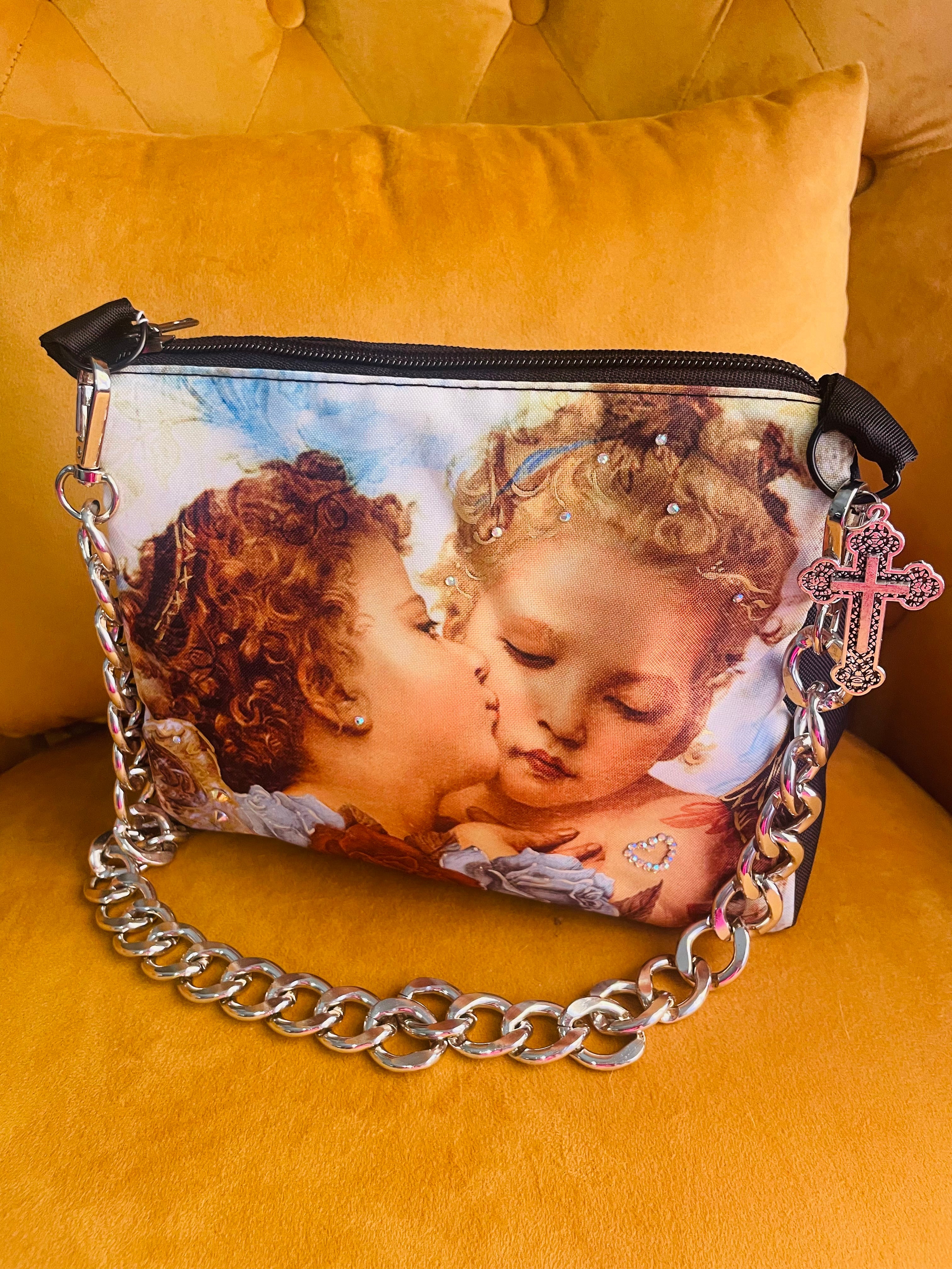 Kissing Cherubs Hand Painted Bag