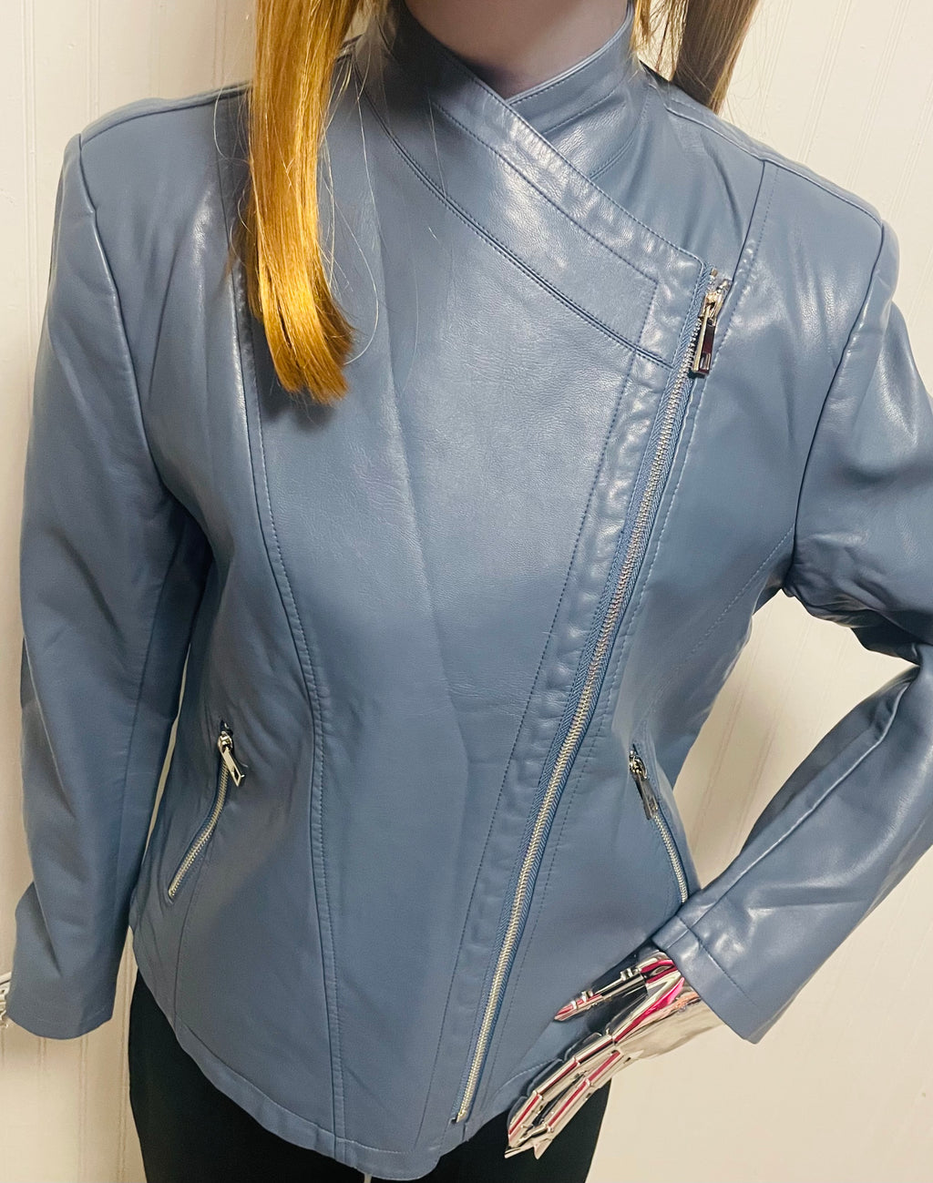 Holy Cross Blue Jacket Hand Painted