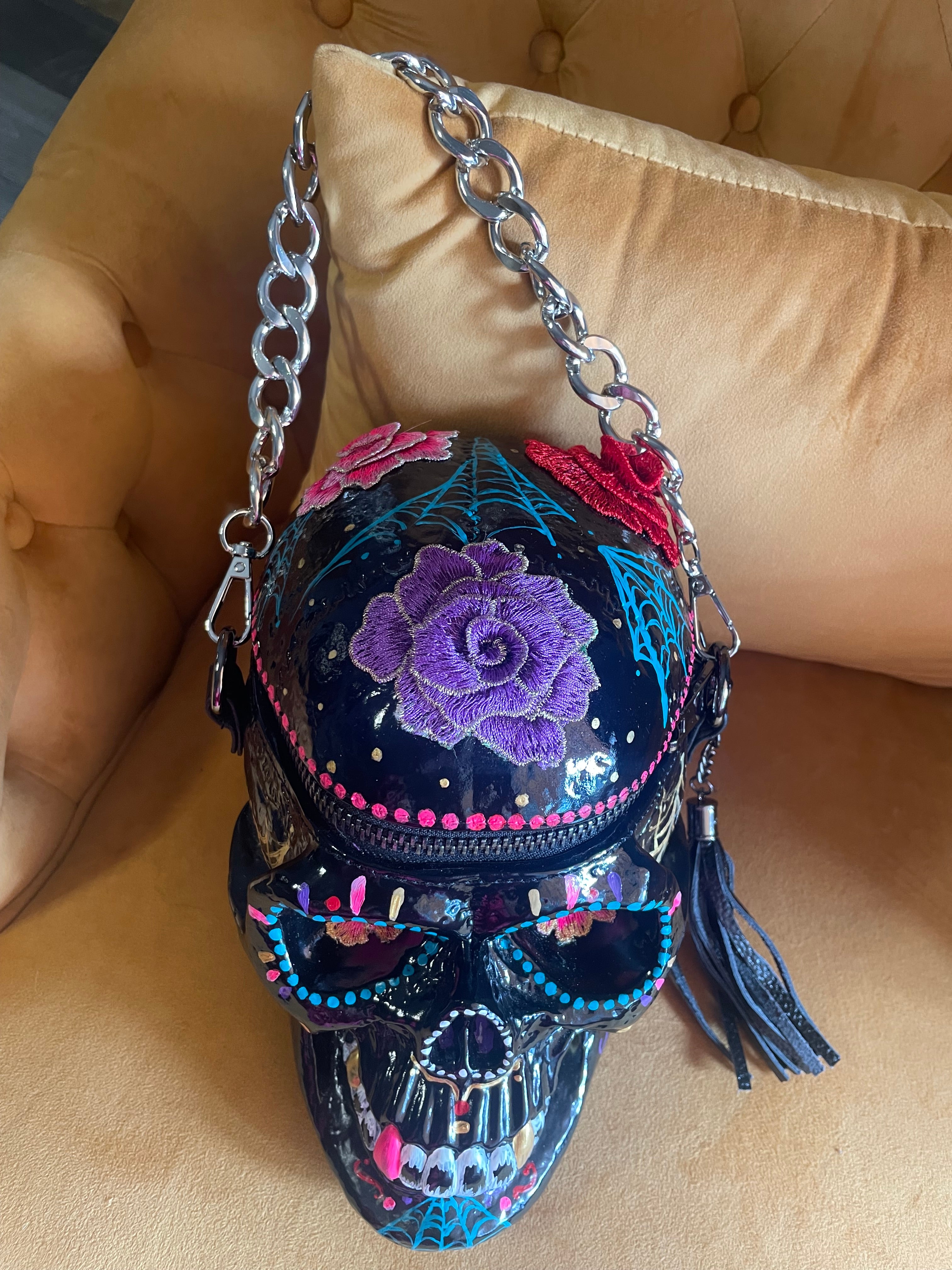 Hand Painted Sugar Skull Bag