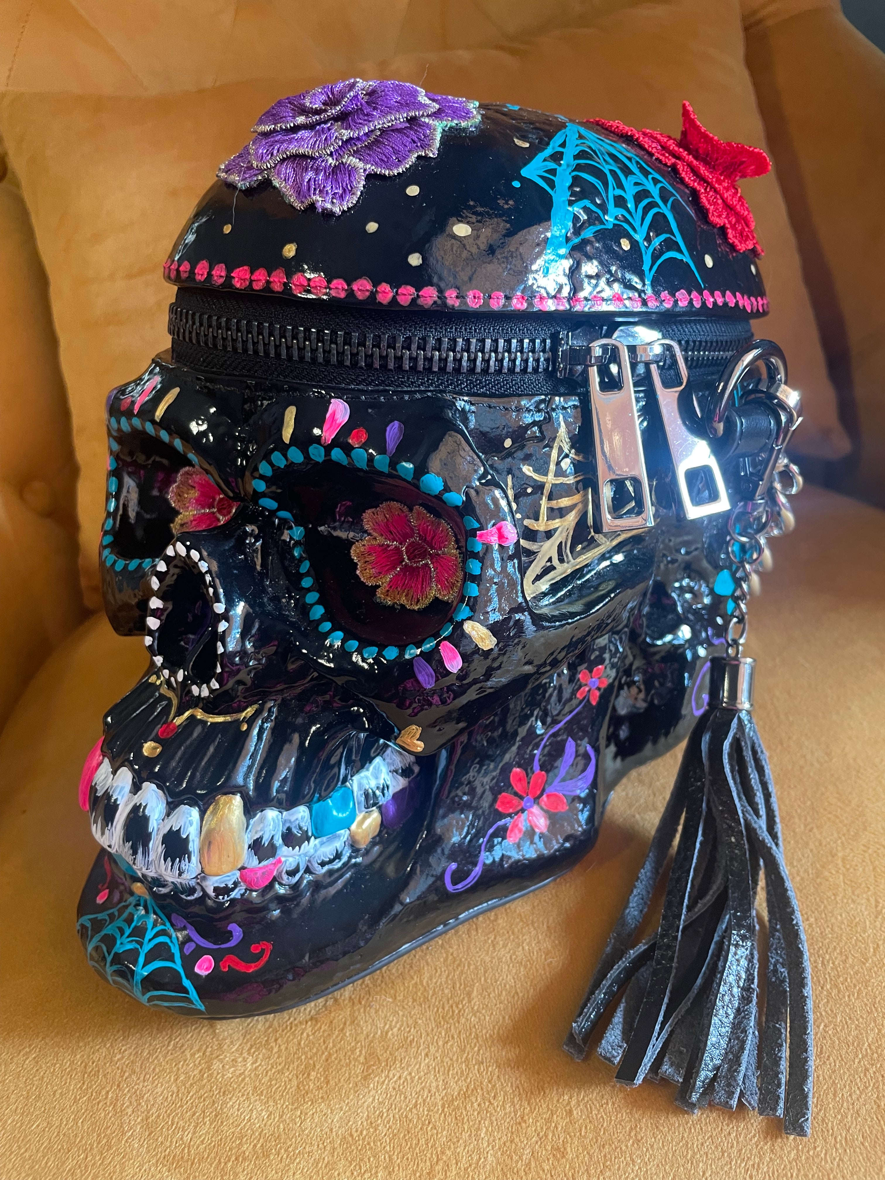 Hand Painted Sugar Skull Bag