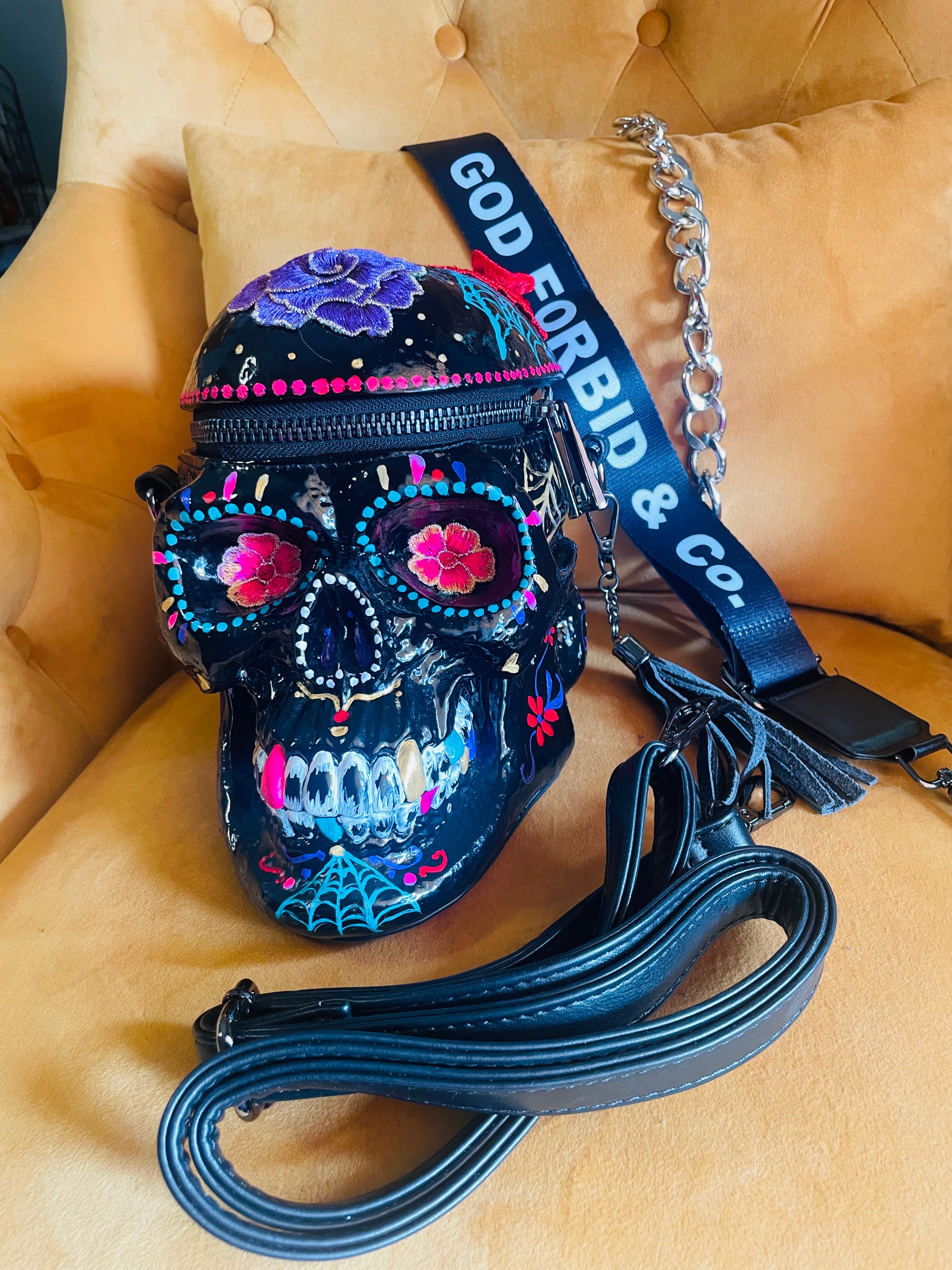 Hand Painted Sugar Skull Bag