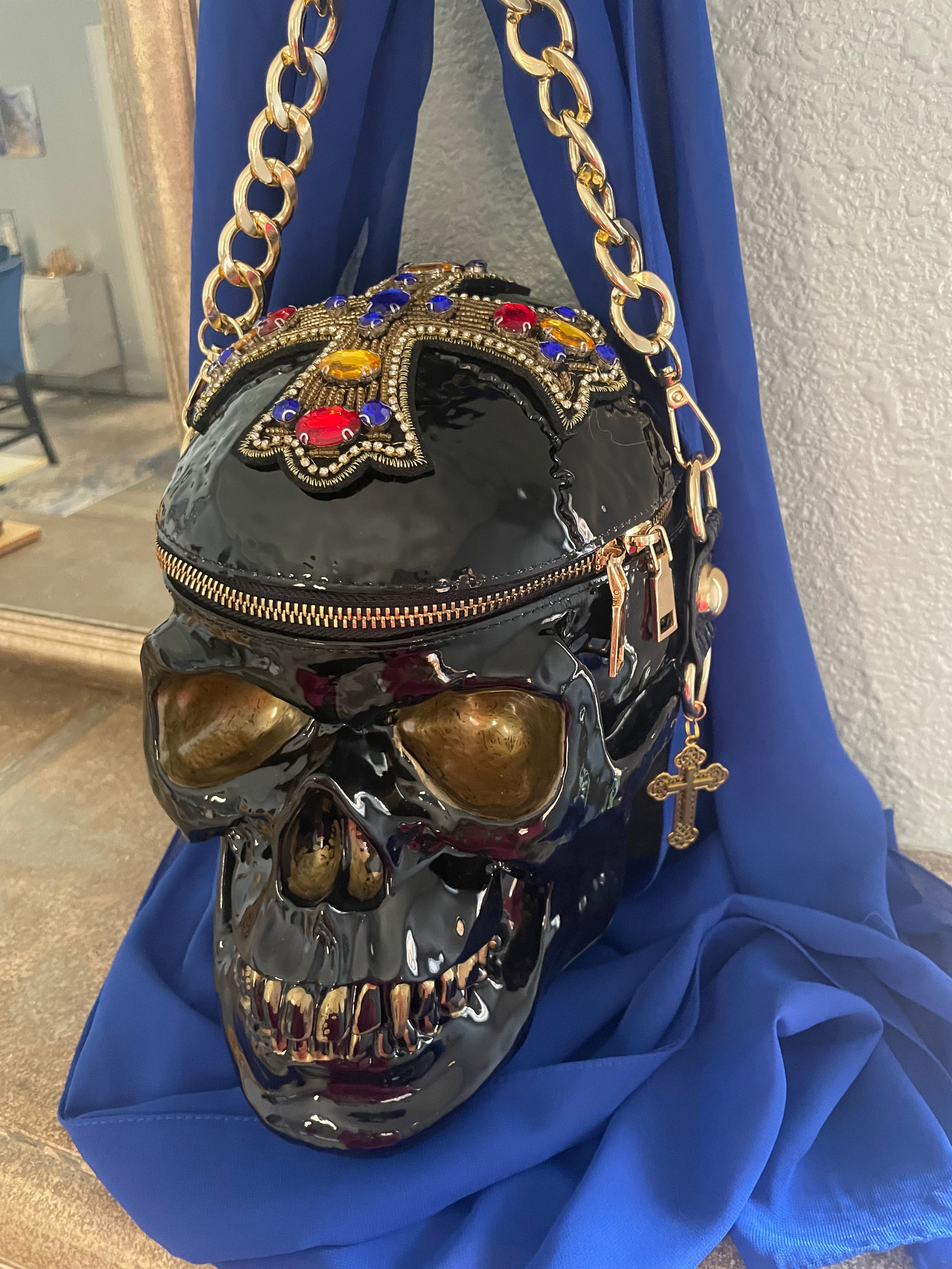 Royal Cross Skull Bag Hand Painted