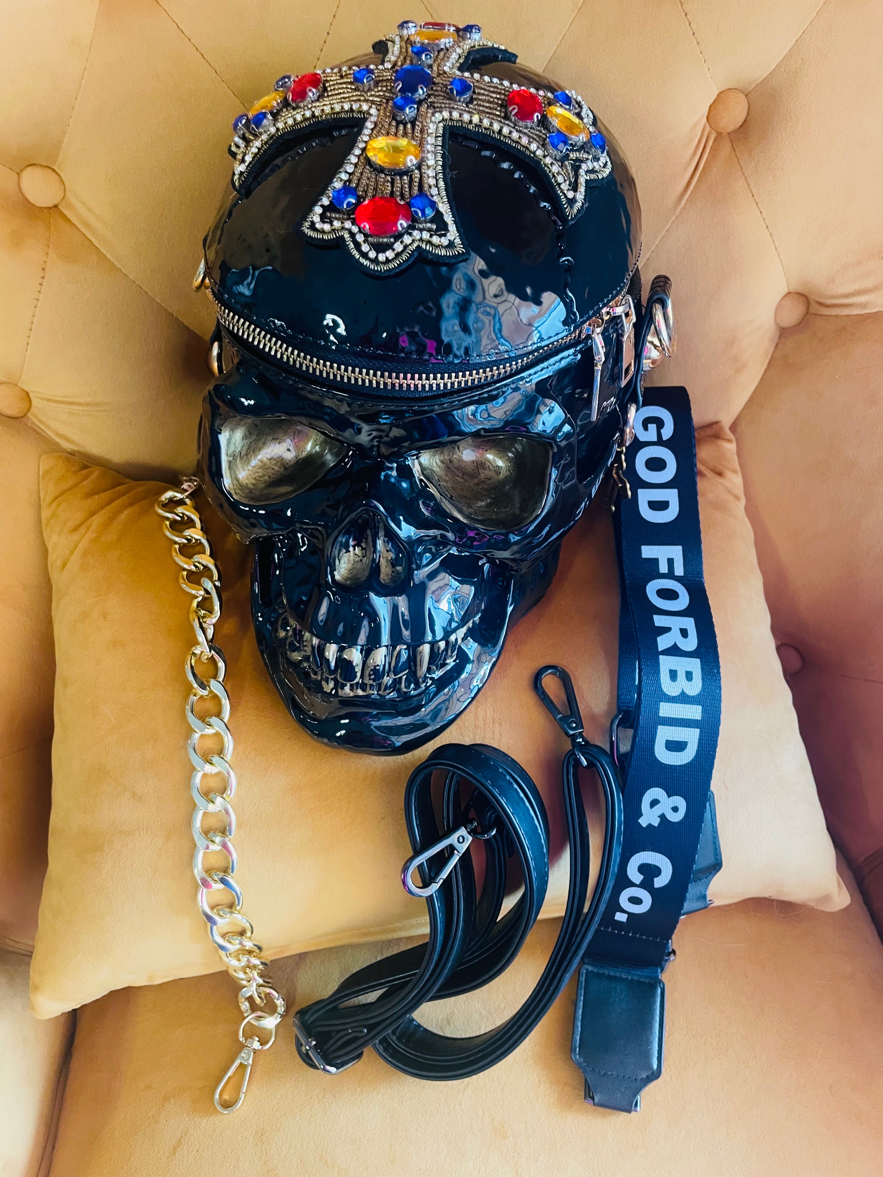 Royal Cross Skull Bag Hand Painted