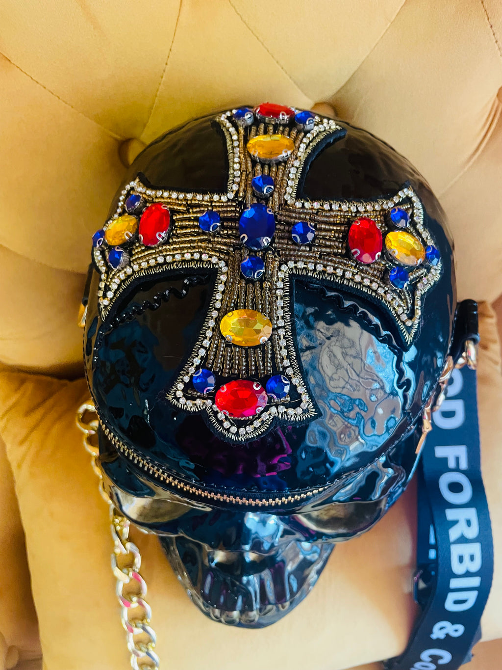 Royal Cross Skull Bag Hand Painted