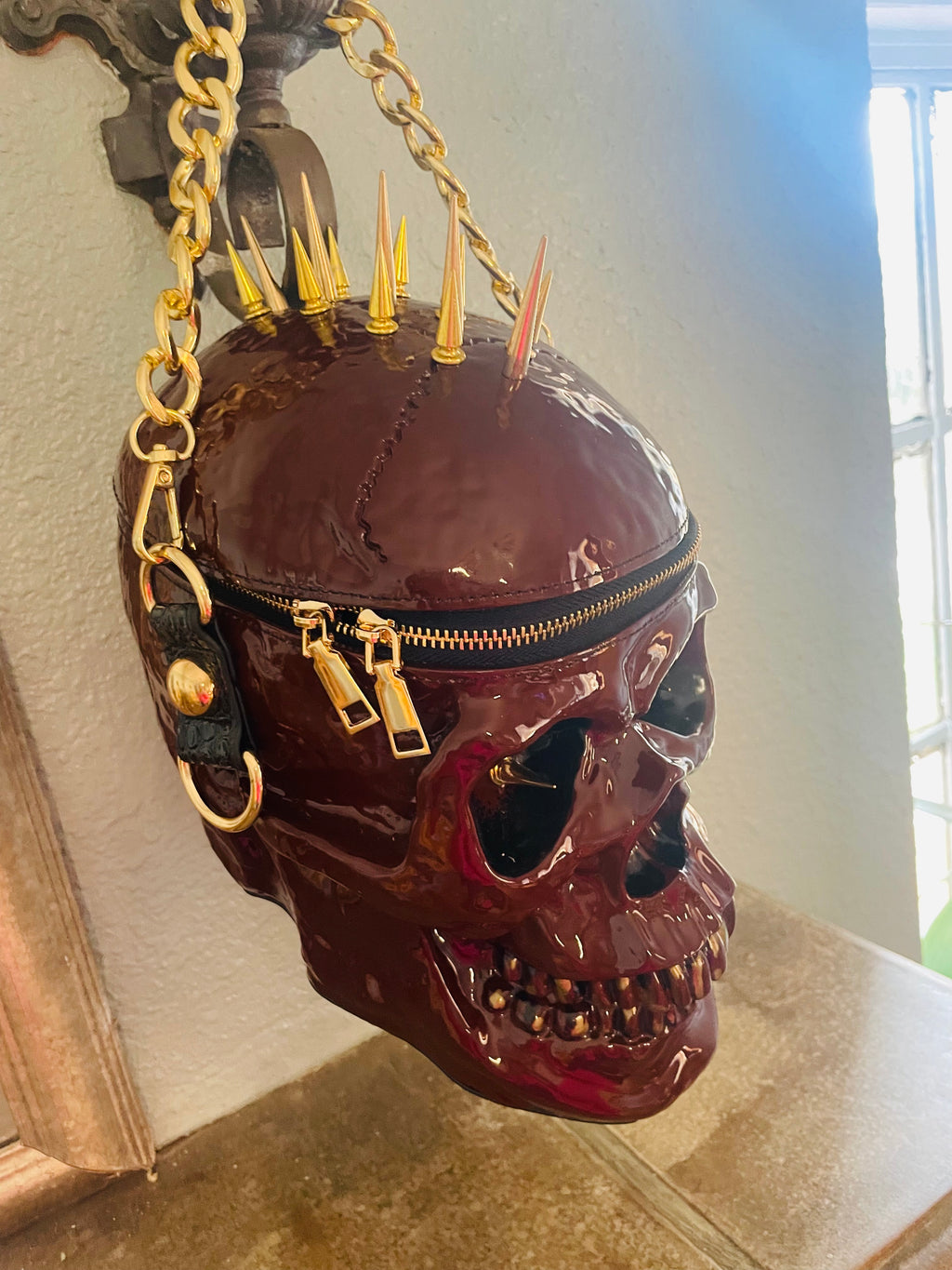 Spike Mohawk Skull Bag Fall Brown