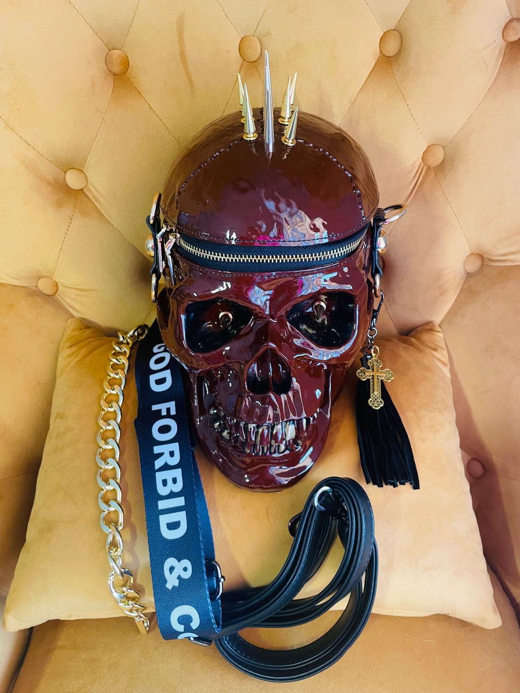 Spike Mohawk Skull Bag Fall Brown