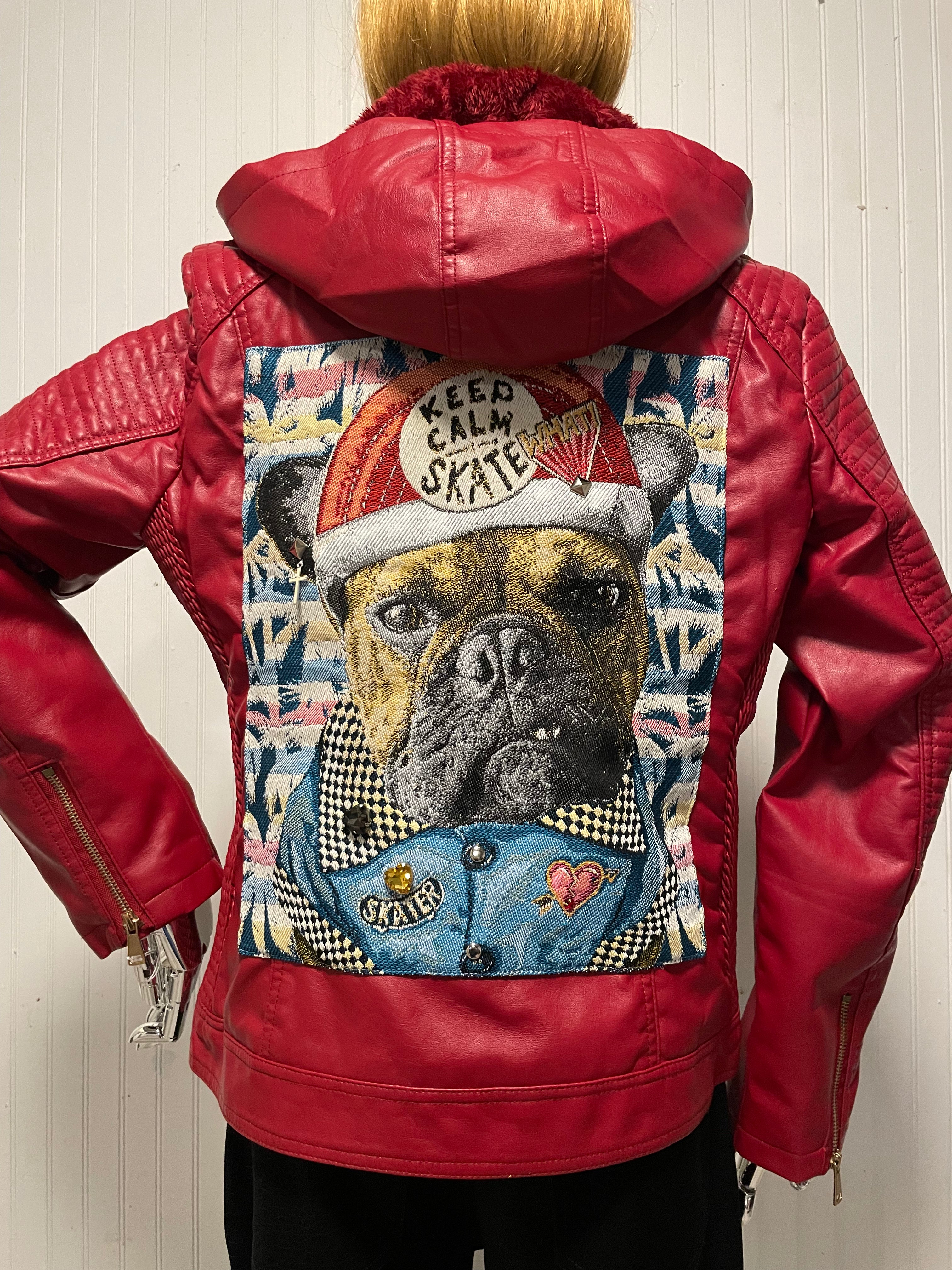 Red Skater Dog Jacket Removable Hood