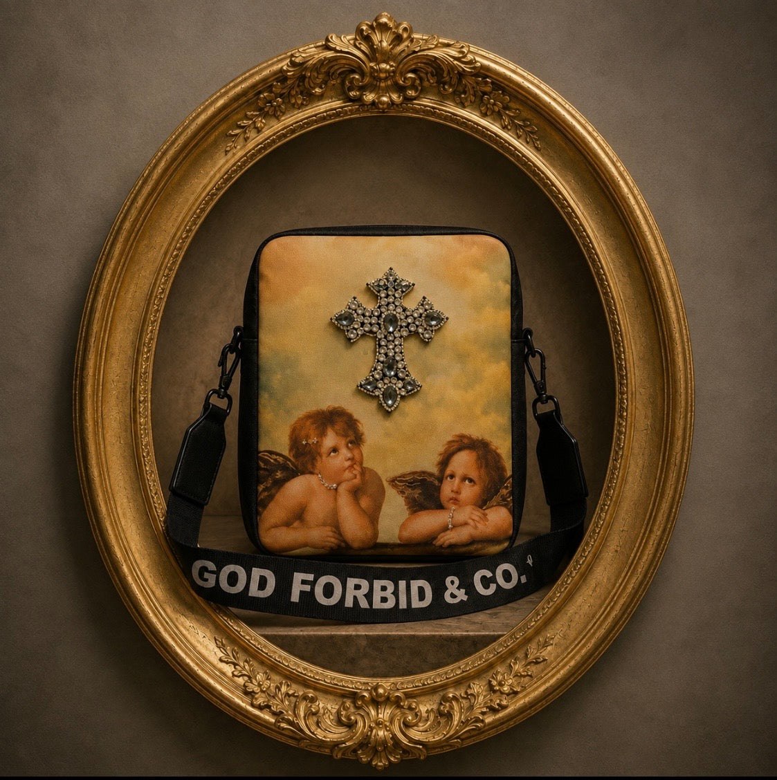 Cherub Rhinestone Cross Bag