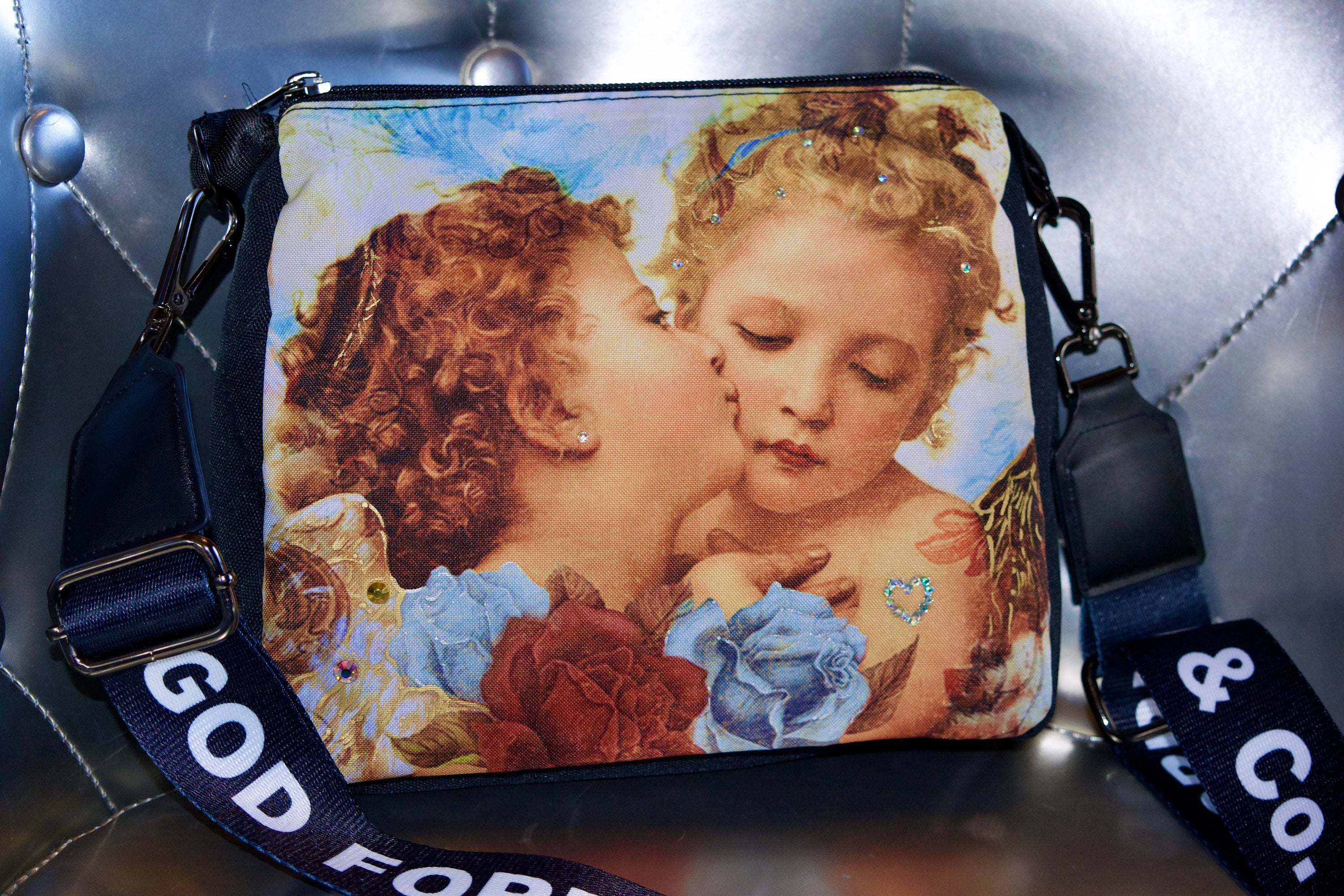 Kissing Cherubs Hand Painted Bag
