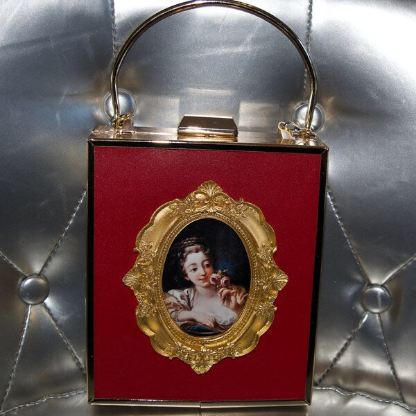 Red Vintage Painting Frame Bag Convertible Straps