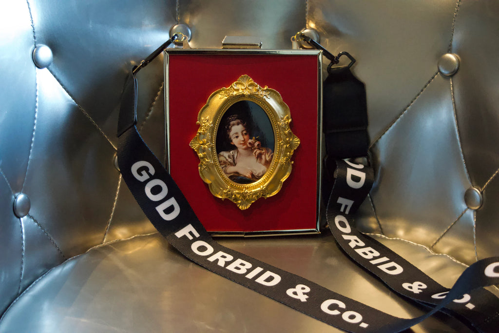 Red Vintage Painting Frame Bag Convertible Straps